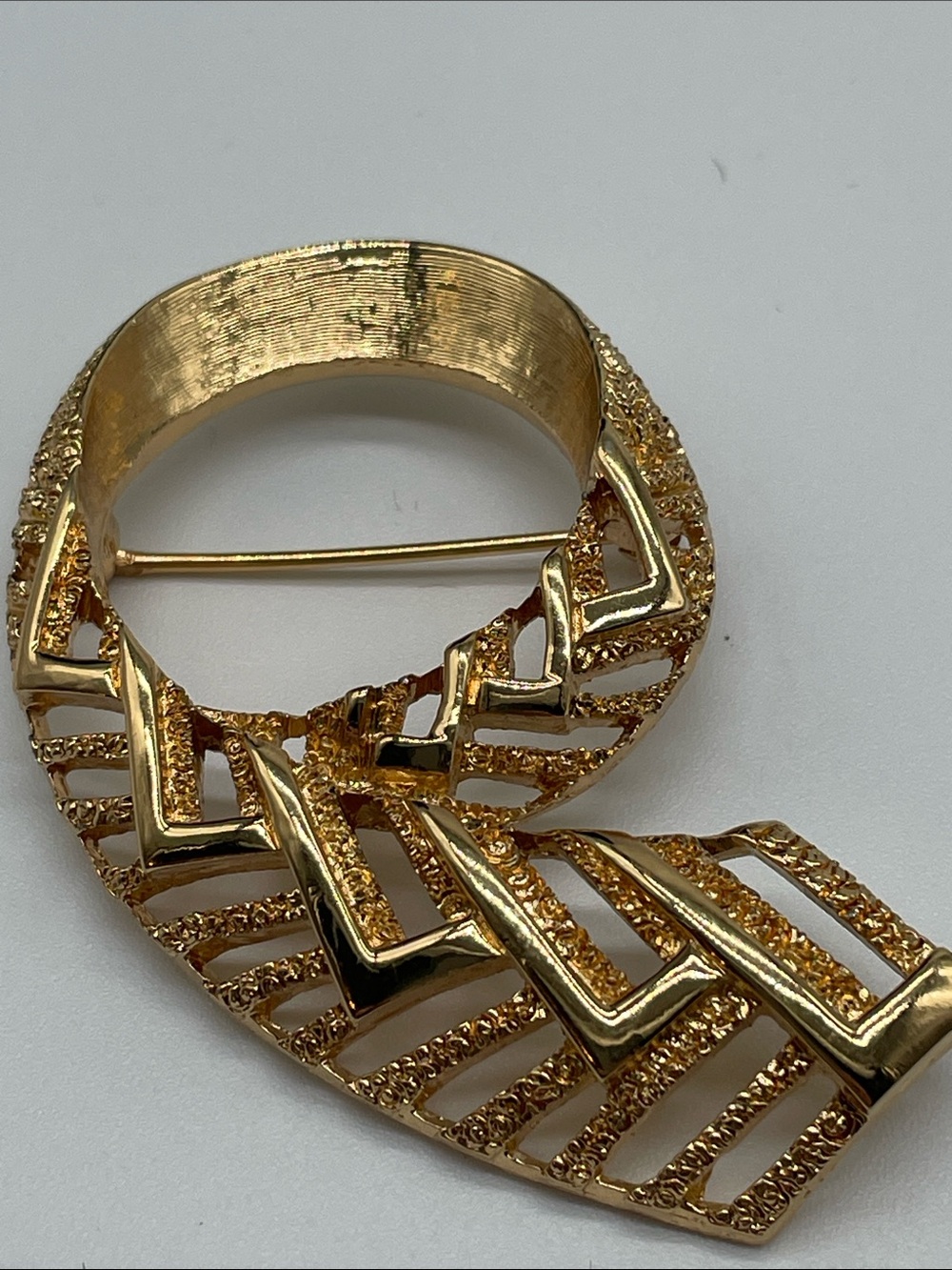 Monet Gold-Tone Woven Leaf Brooch